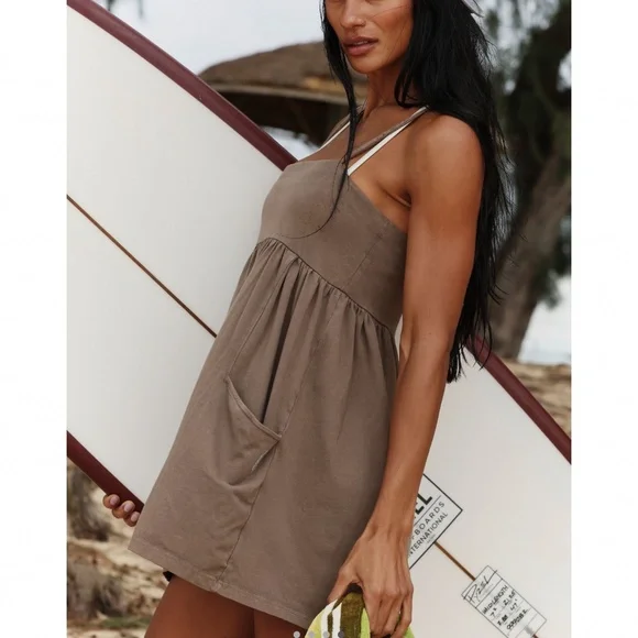 FP Movement by Free People Hot Shot Strappy Romper in Pewter Sz M NWT $70R - Picture 4 of 5